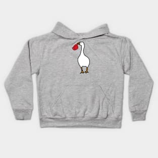 White Goose Steals Red Hat Kids Hoodie